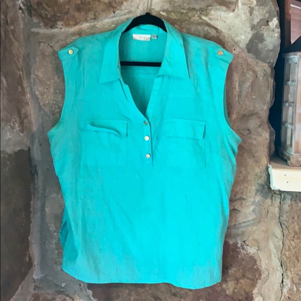 Kenar Linen Aqua Top 1X